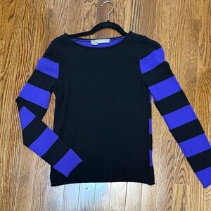 360Cashmere Black Sweater with Purple Neckline Detail